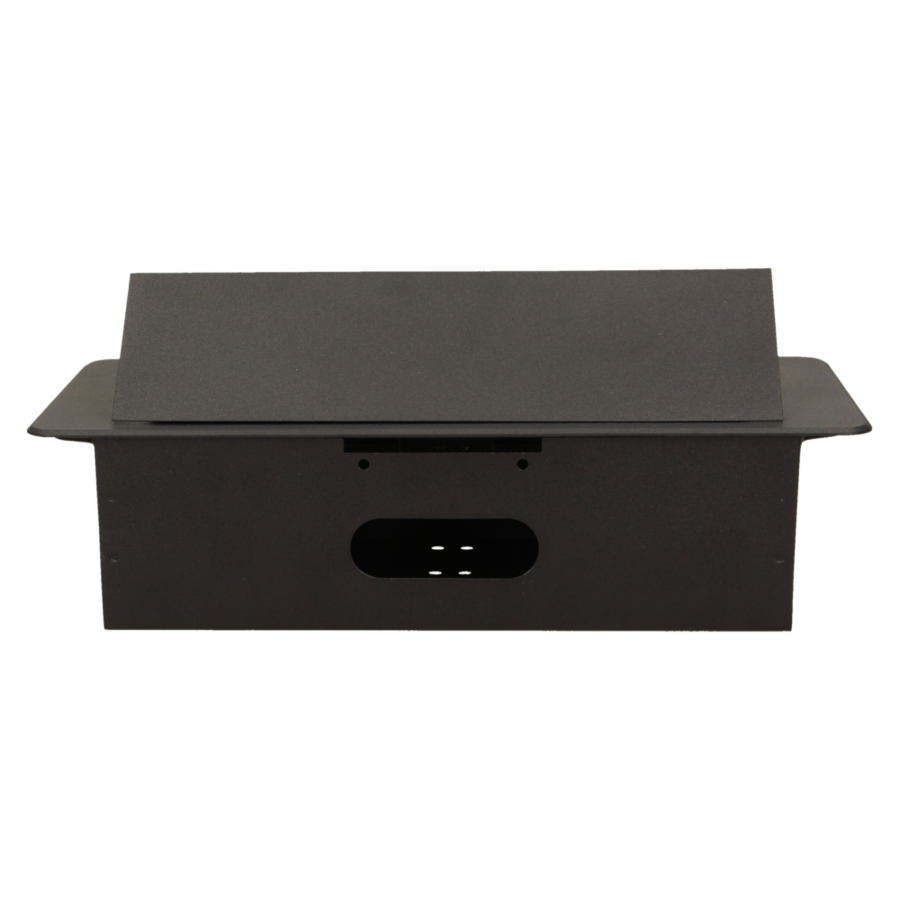 Flush-fitting furniture socket with two USB chargers, black