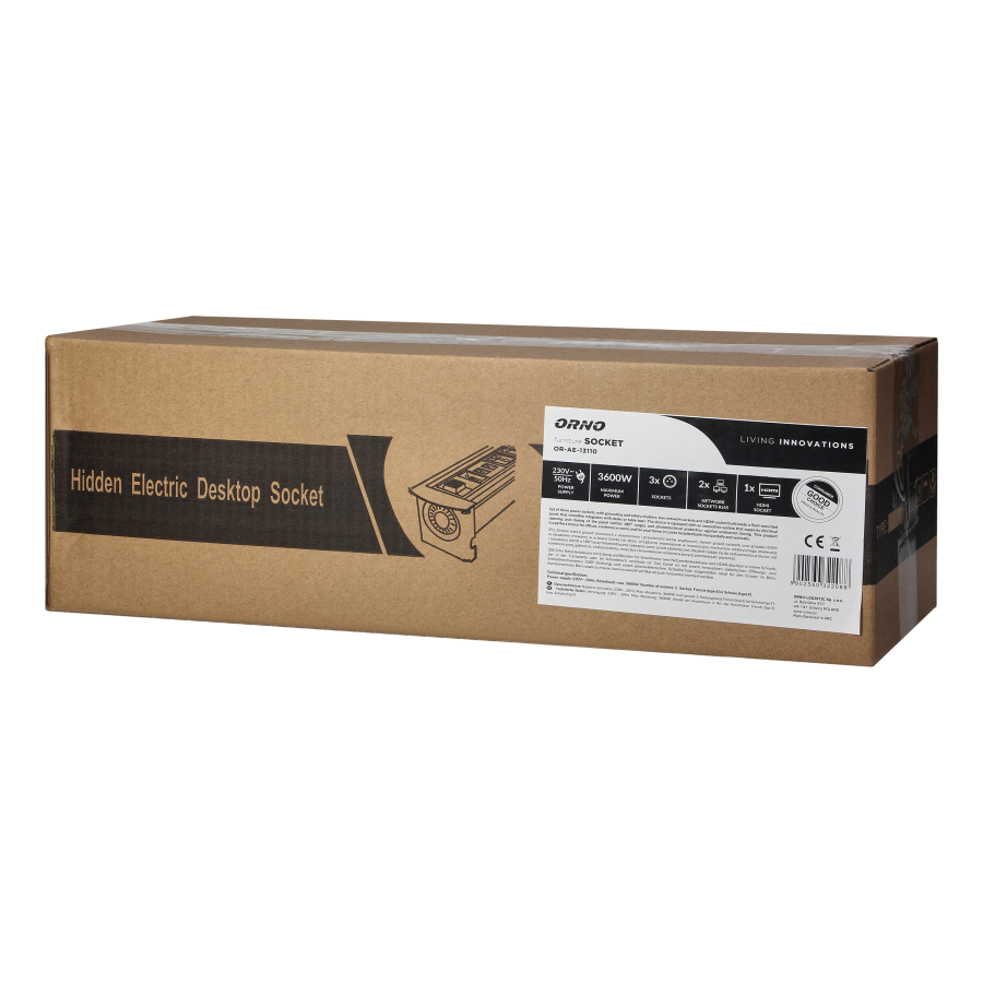 Gniazdo meblowe wpuszczane w blat z płaskim frezowanym rantem oraz elektrycznym otwieraniem, 3x2P+Z,2xNET,1xHDMI