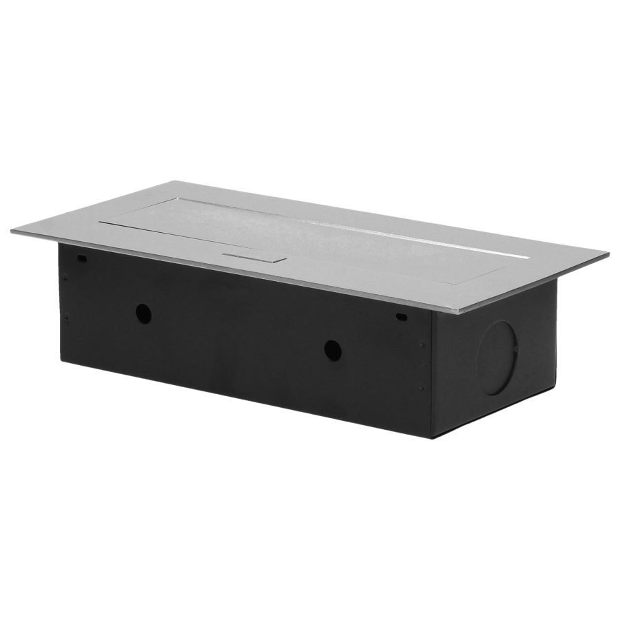 Recessed furniture socket with flat edge, 3x2P+E (Schuko), silver