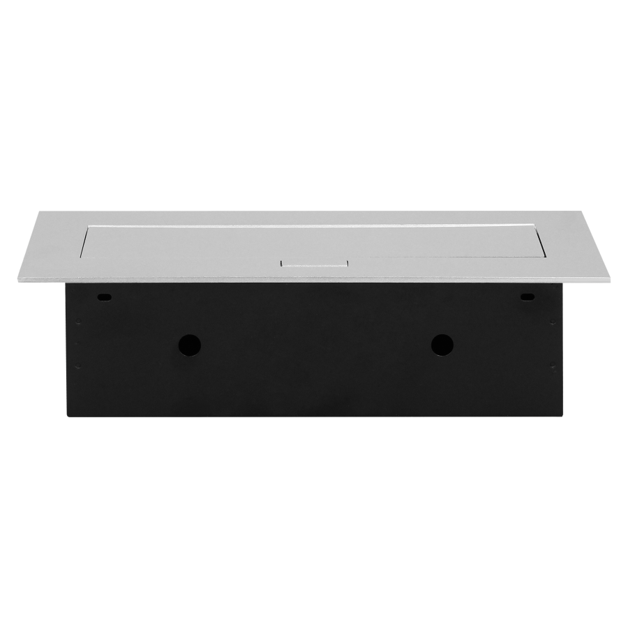 Recessed furniture socket with flat edge, 3x2P+E (Schuko), silver