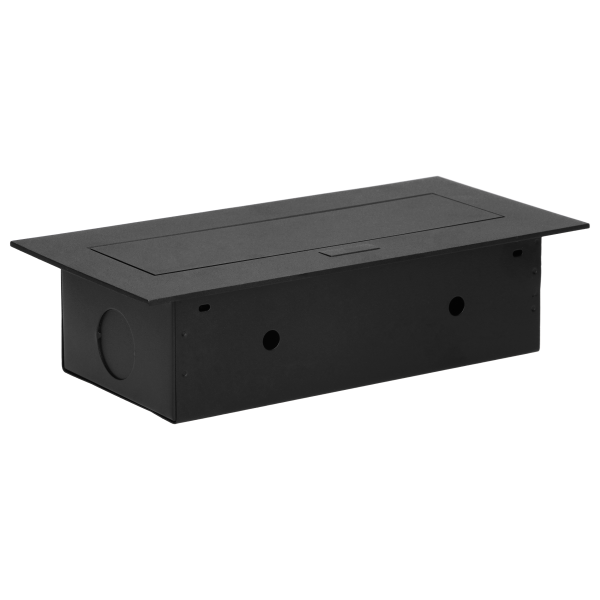 Recessed furniture socket with flat edge, 3x2P+E (Schuko), black