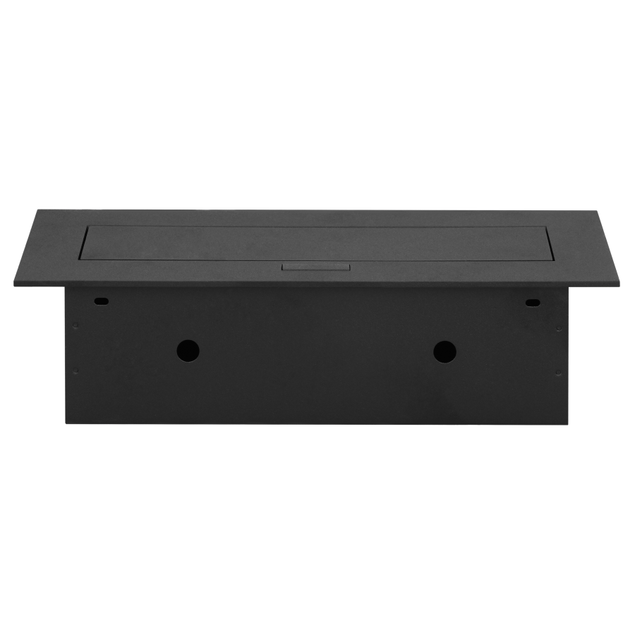 Recessed furniture socket with flat edge, 3x2P+E (Schuko), black