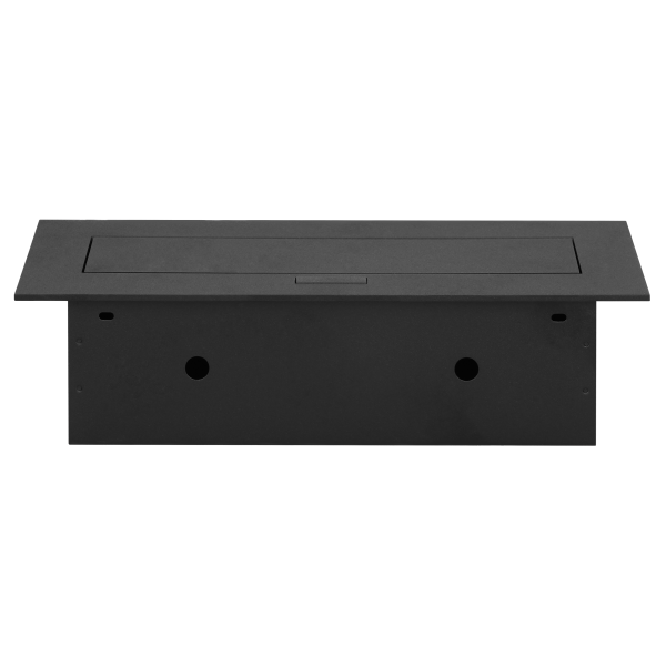 Recessed furniture socket with flat edge, 3x2P+E (Schuko), black