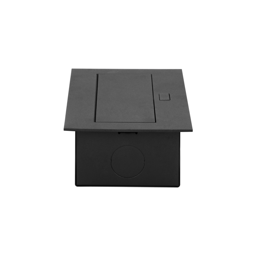 Recessed furniture socket with flat edge, 3x2P+E (Schuko), black