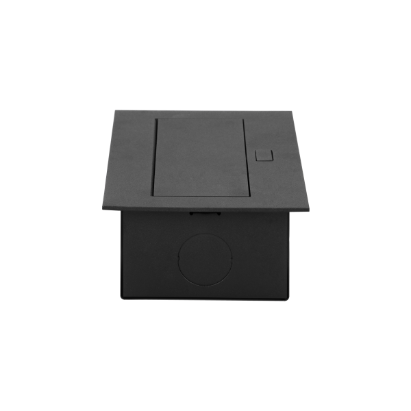 Recessed furniture socket with flat edge, 3x2P+E (Schuko), black