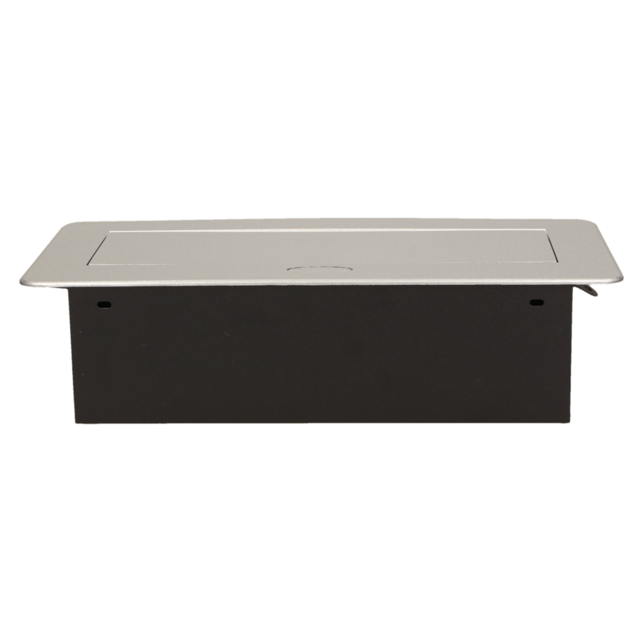 Gniazdo meblowe wpuszczane w blat z płaskim frezowanym rantem, 3x2P+Z, srebrne, wersja schuko