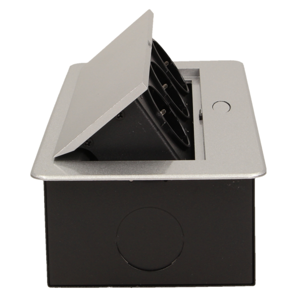 Flush-fitting furniture socket, silver, schuko