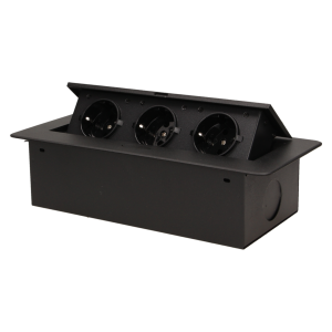 Flush-fitting furniture socket, black, schuko