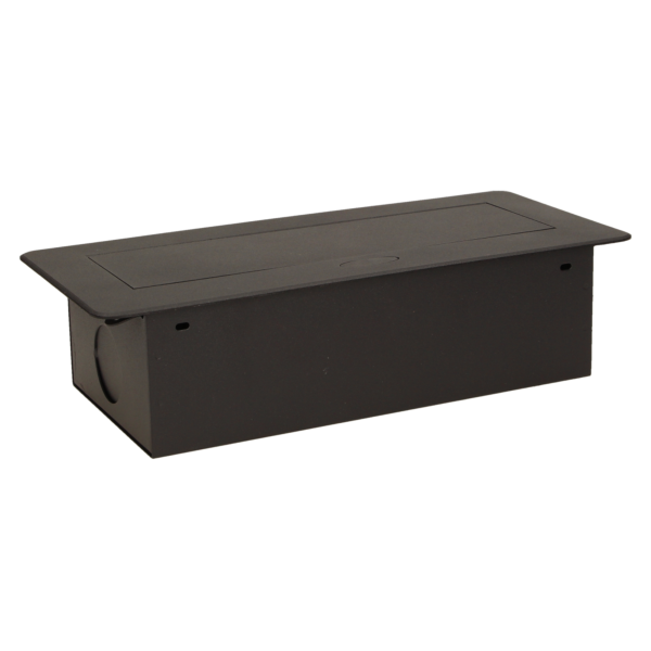 Gniazdo meblowe wpuszczane w blat z płaskim frezowanym rantem, 3x2P+Z, czarne, wersja schuko