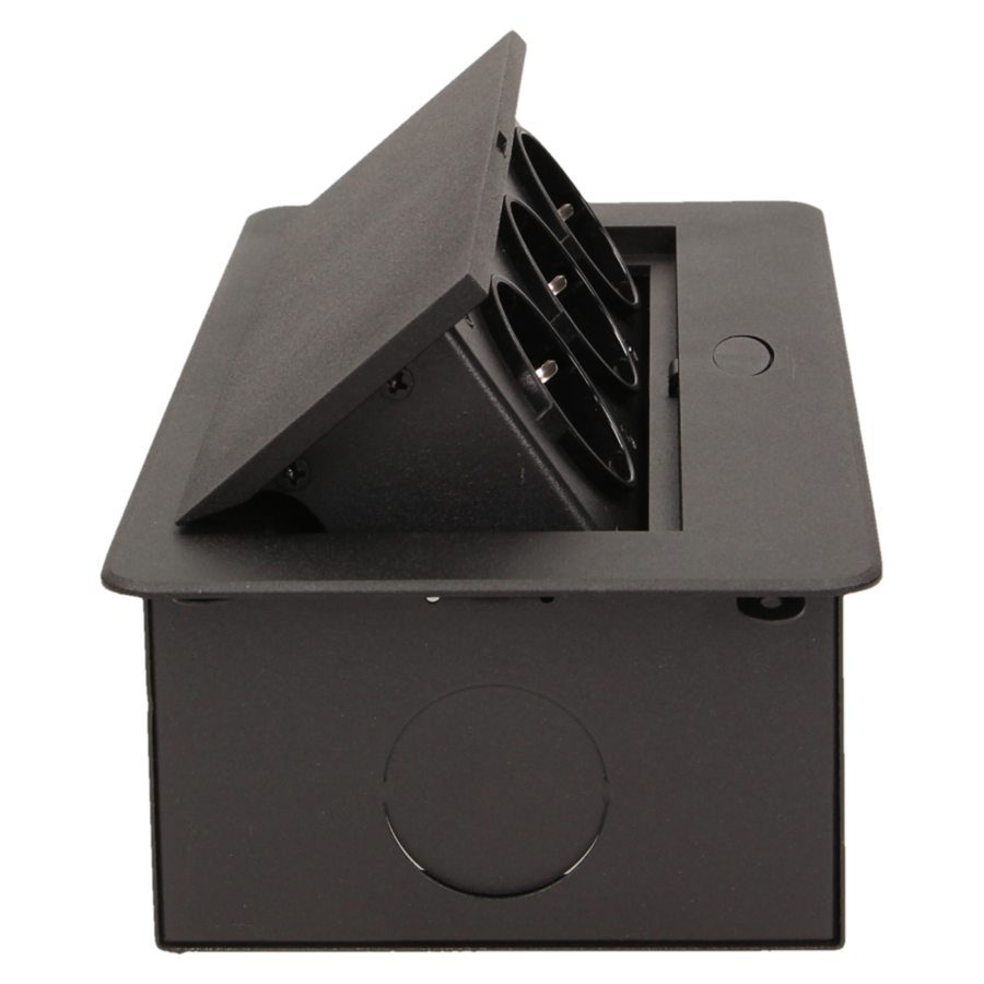 Flush-fitting furniture socket, black, schuko