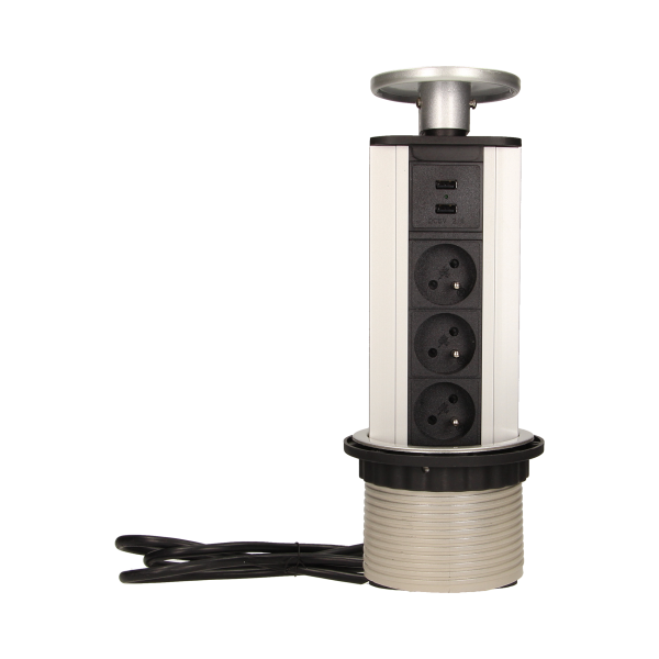 Pop up desk socket ⌀10cm with USB chargers and 1.8m cable
