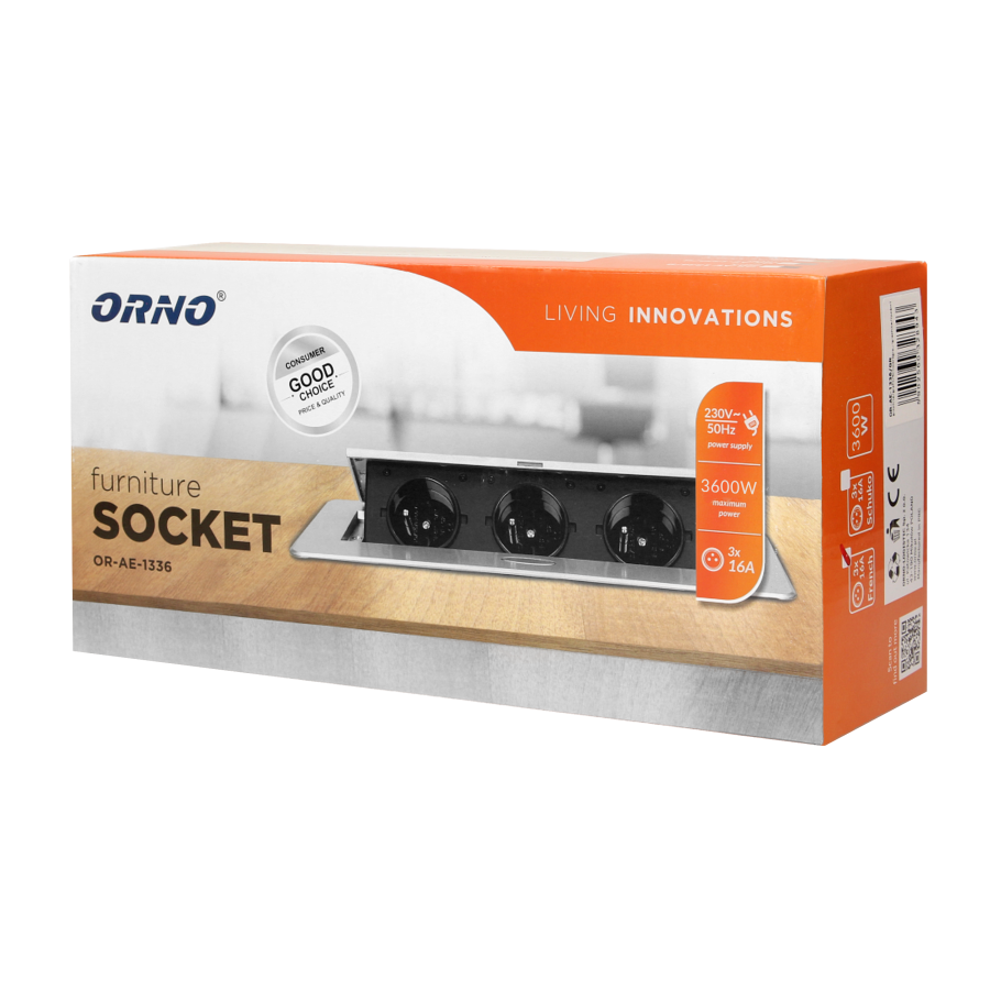 Flush-fitting furniture socket, graphite