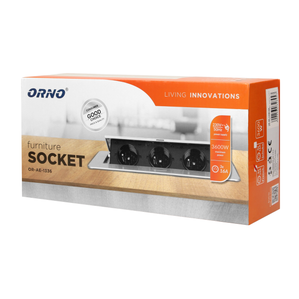 Flush-fitting furniture socket, graphite