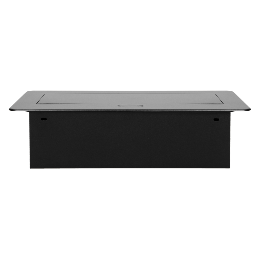 Gniazdo meblowe wpuszczane w blat z płaskim, frezowanym rantem, 3x2P+Z, grafit