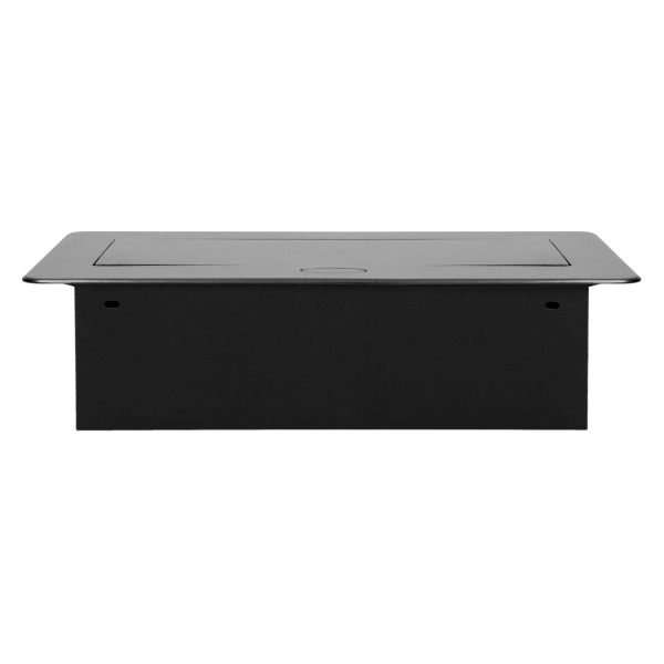 Gniazdo meblowe wpuszczane w blat z płaskim, frezowanym rantem, 3x2P+Z, grafit