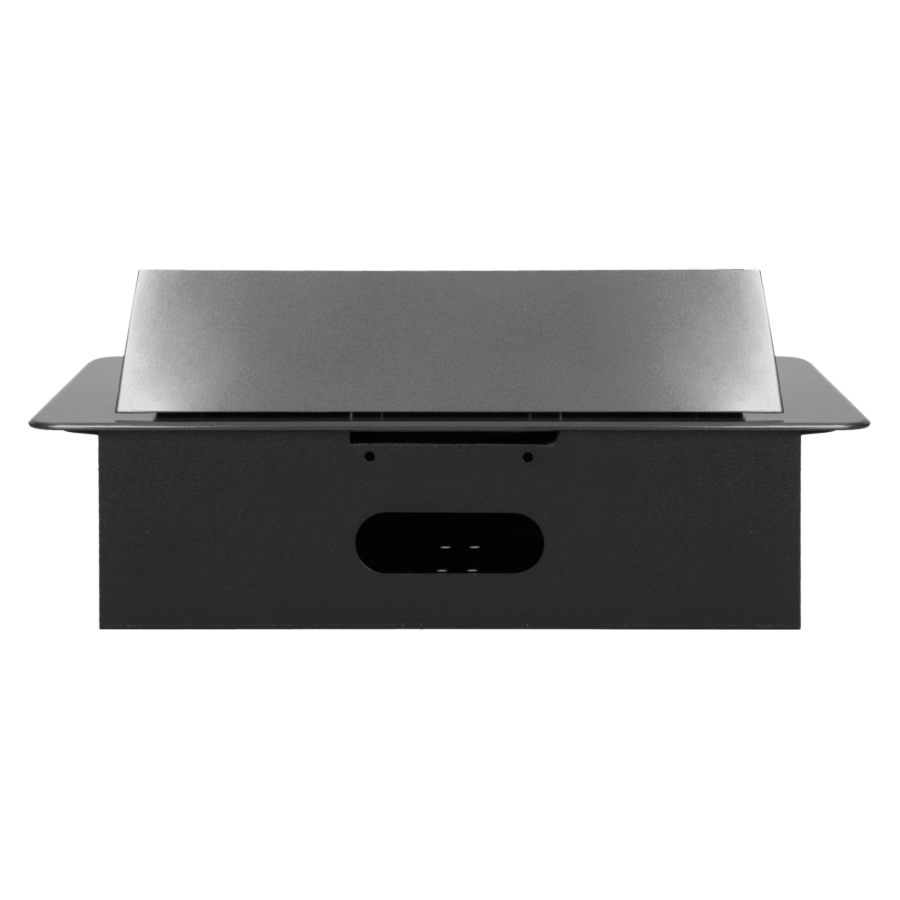 Gniazdo meblowe wpuszczane w blat z płaskim, frezowanym rantem, 3x2P+Z, grafit