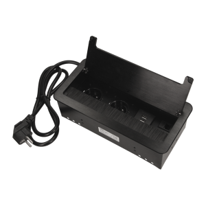 Flush-fitting furniture socket with 1.5m cable and anti-dust brush