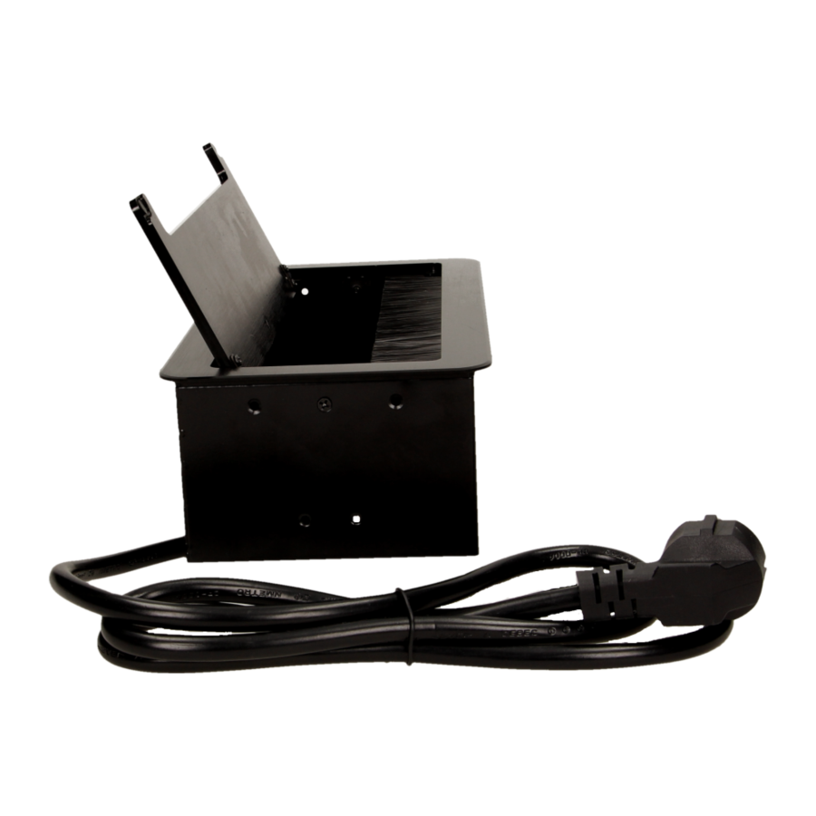 Gniazdo meblowe wpuszczane w blat z płaskim frezowanym rantem, szczotką przeciwkurzową, ładowarką USB i przewodem 1,5m, 2x2P+Z, 2xUSB, 2xNET, czarne