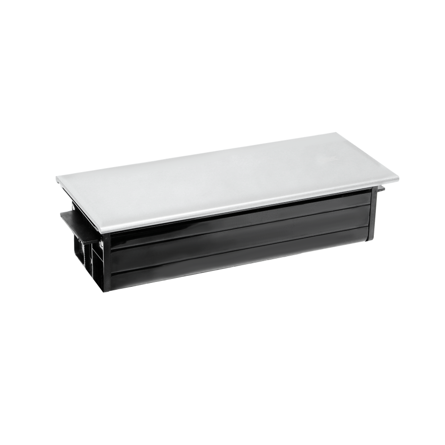 Flush-fitting furniture socket 3x2P+Z with sliding cover, silver-black