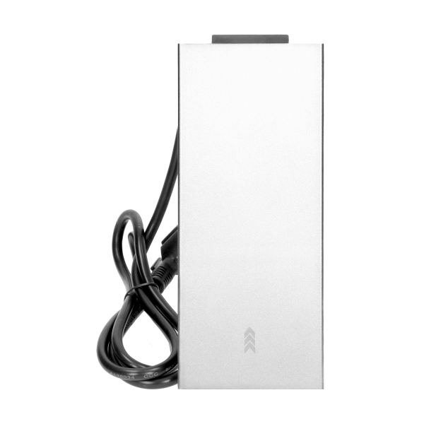 Flush-fitting furniture socket 3x2P+Z with sliding cover and 1.5m cable, silver-black