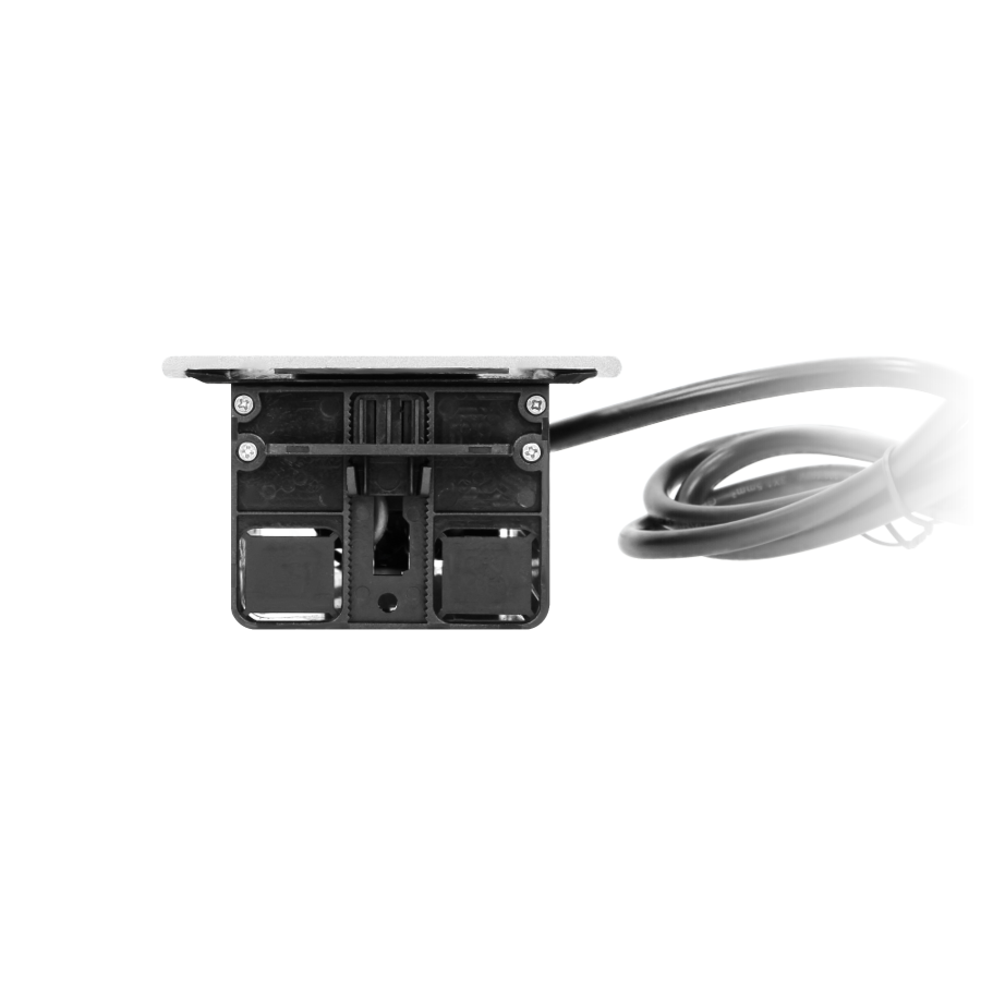 Flush-fitting furniture socket 3x2P+Z with sliding cover and 1.5m cable, silver-black