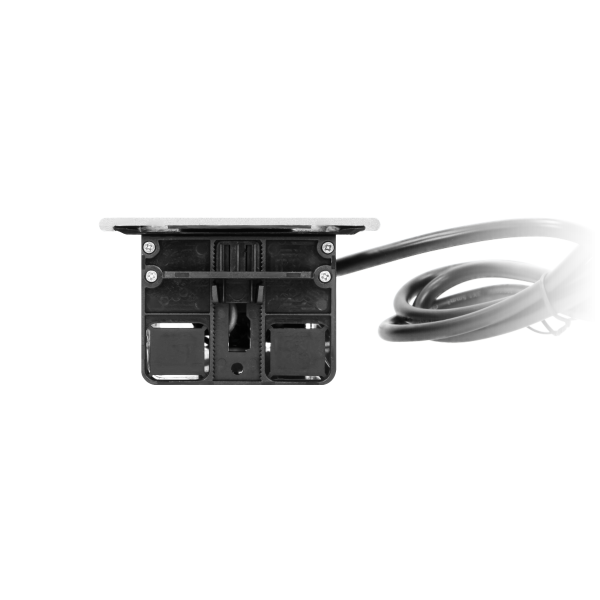 Flush-fitting furniture socket 3x2P+Z with sliding cover and 1.5m cable, silver-black