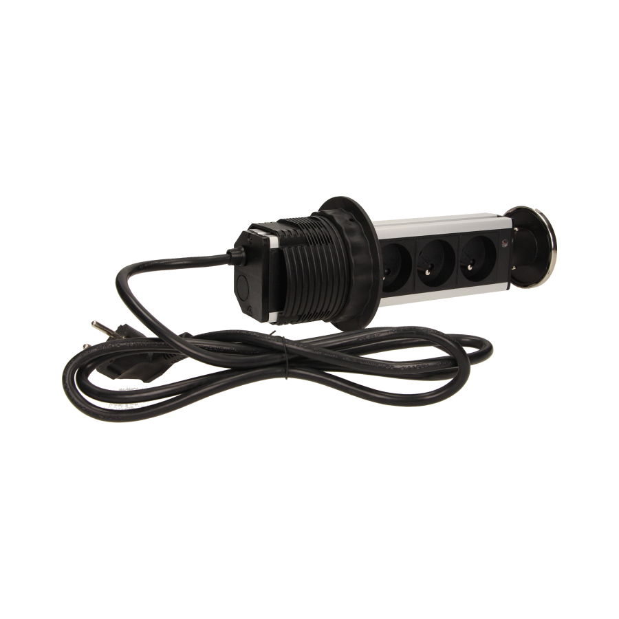 Pop up desk socket ?8cm with 1.8m cable, INOX