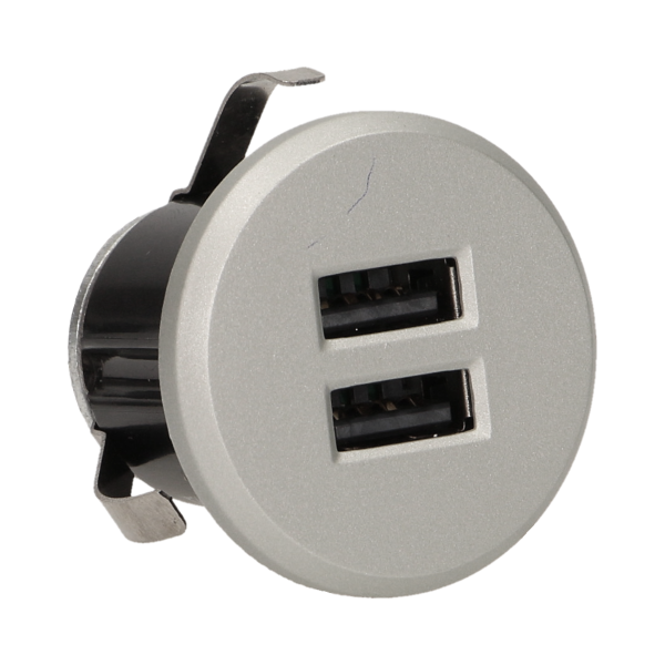 Ładowarka 2xUSB wpuszczana w blat, srebrna