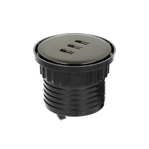 Recessed desktop charging station 3xUSB, 5V total 3.1A, max. 2,1A/port, 1.5m cable