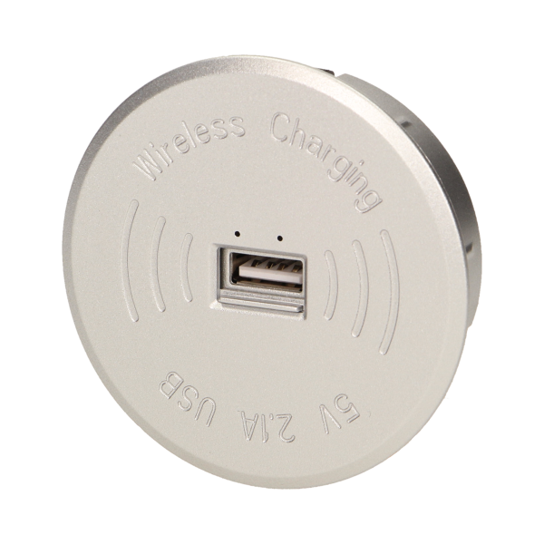 Wireless charger with an extra USB port, grey