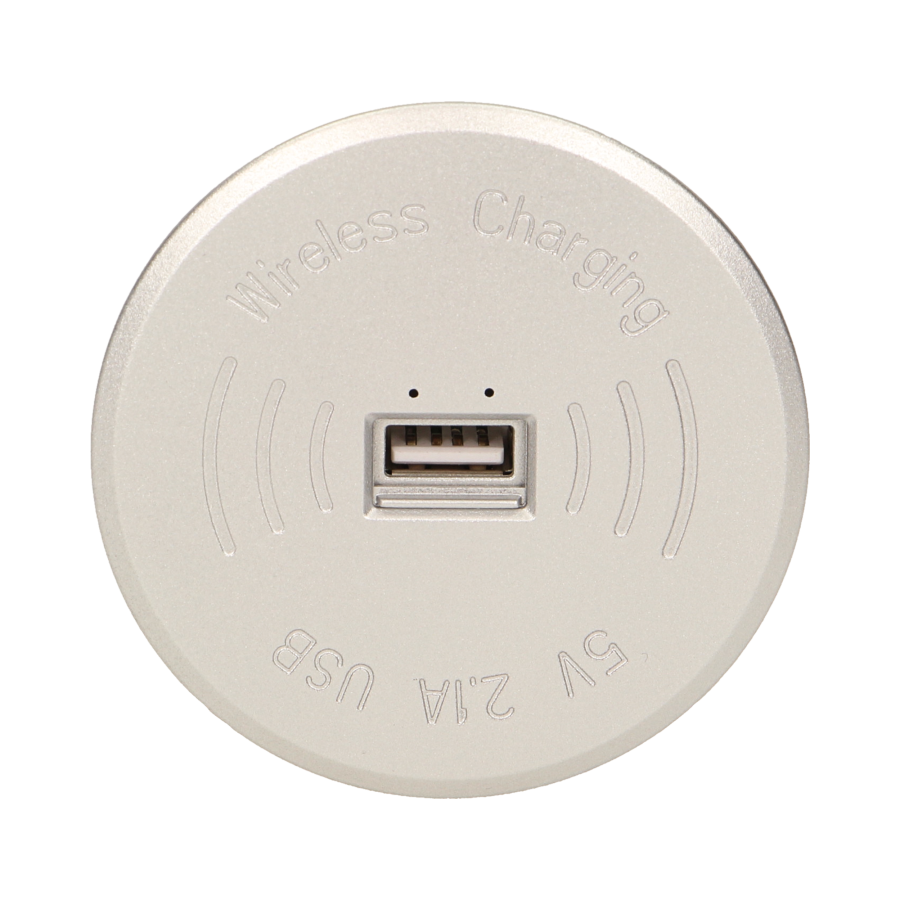 Bezprzewodowa ładowarka indukcyjna z dodatkowym portem USB, srebrna