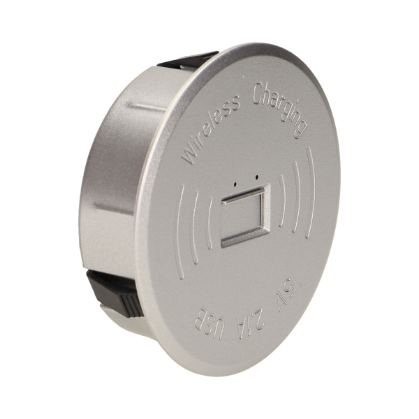 Bezprzewodowa ładowarka indukcyjna z dodatkowym portem USB, srebrna