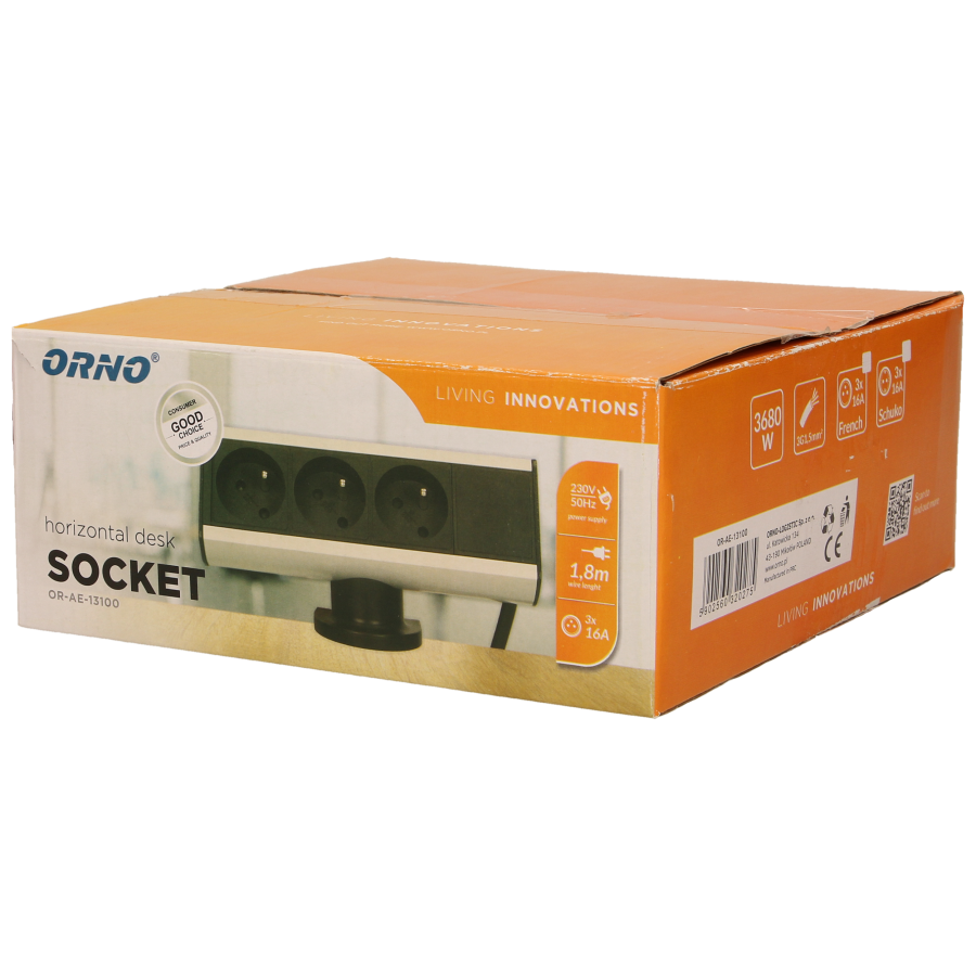 Desk socket with single clamp holder and 1.8m cable