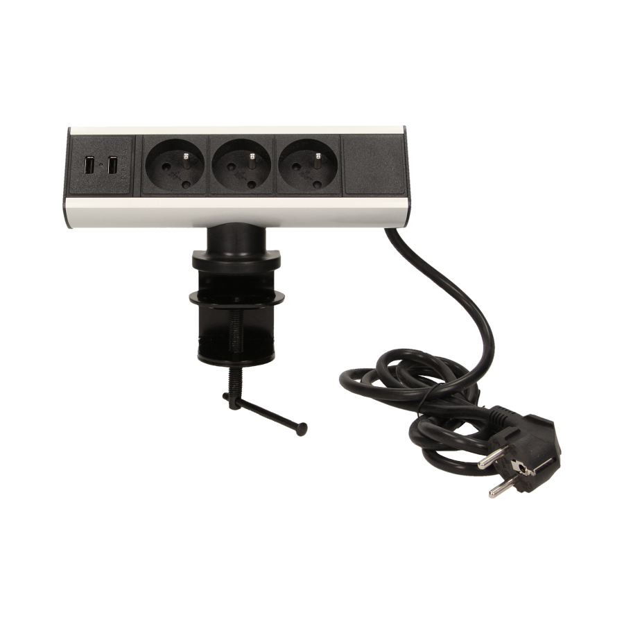 Desk socket with single clamp holder, USB charger and 1.8m cable