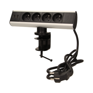Desk socket with single clamp holder, USB charger and 1.8m cable
