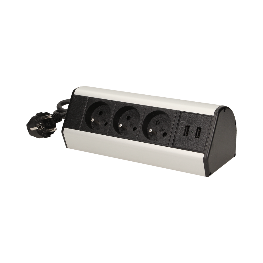 Desk socket with clamp holders, USB charger and 1.8m cable