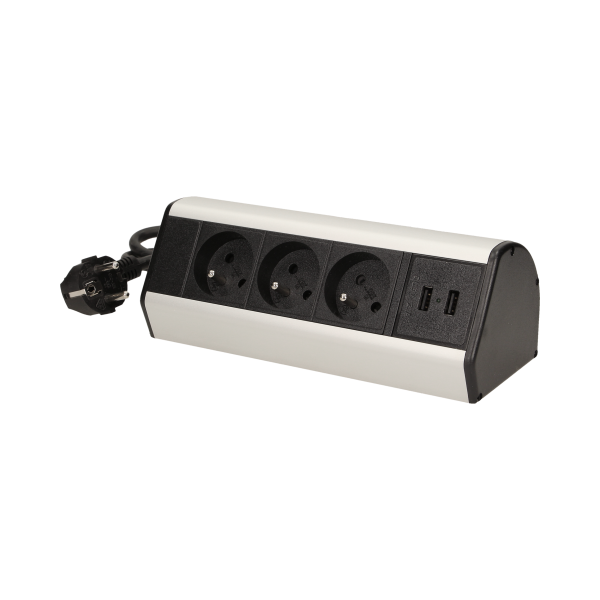 Desk socket with clamp holders, USB charger and 1.8m cable