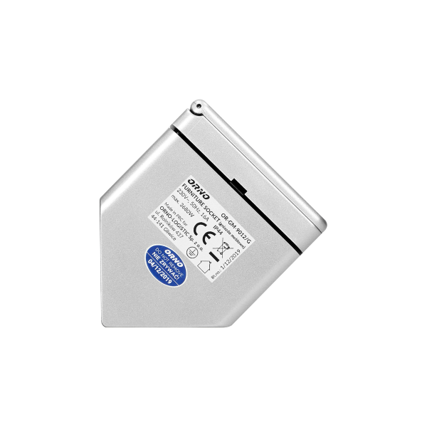 Furniture socket with a cover, IP44, silver