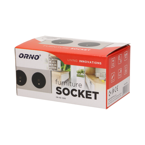 Gniazdo meblowe bez wyłącznika, 2x2P+Z srebrne