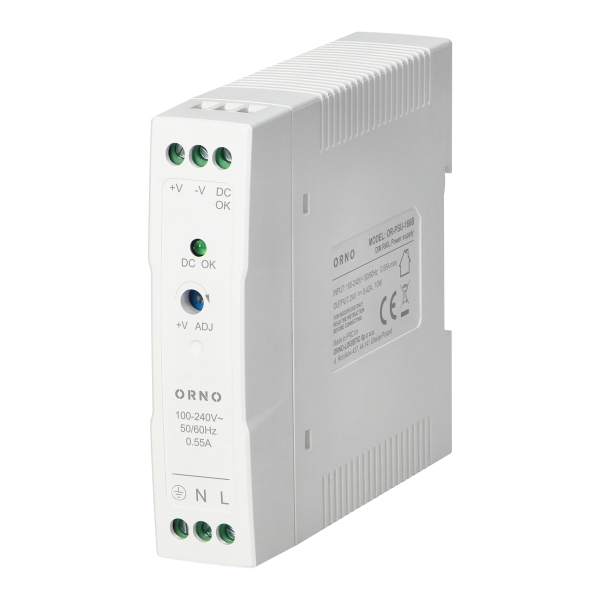 Industrial power supply for a DIN rail, 24VDC, 0.42A, 10W, plastic housing