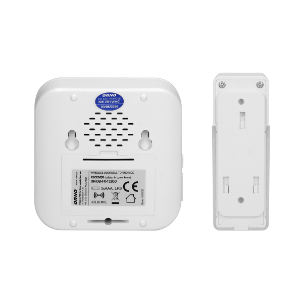 Dzwonek bezprzewodowy TORINO 2 DC, bateryjny, learning system, 58 dźwięków, 400m