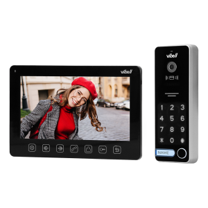 ALCOR video door phone set, LCD 7" monitor, keypad, RFID reader, black