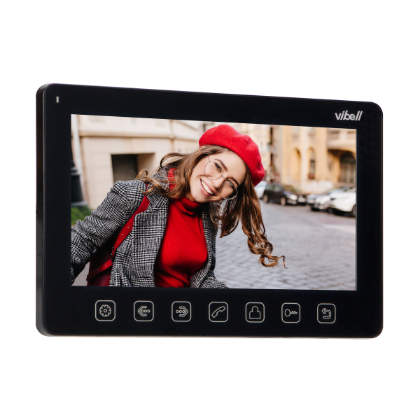 ALCOR video door phone set, LCD 7" monitor, keypad, RFID reader, black