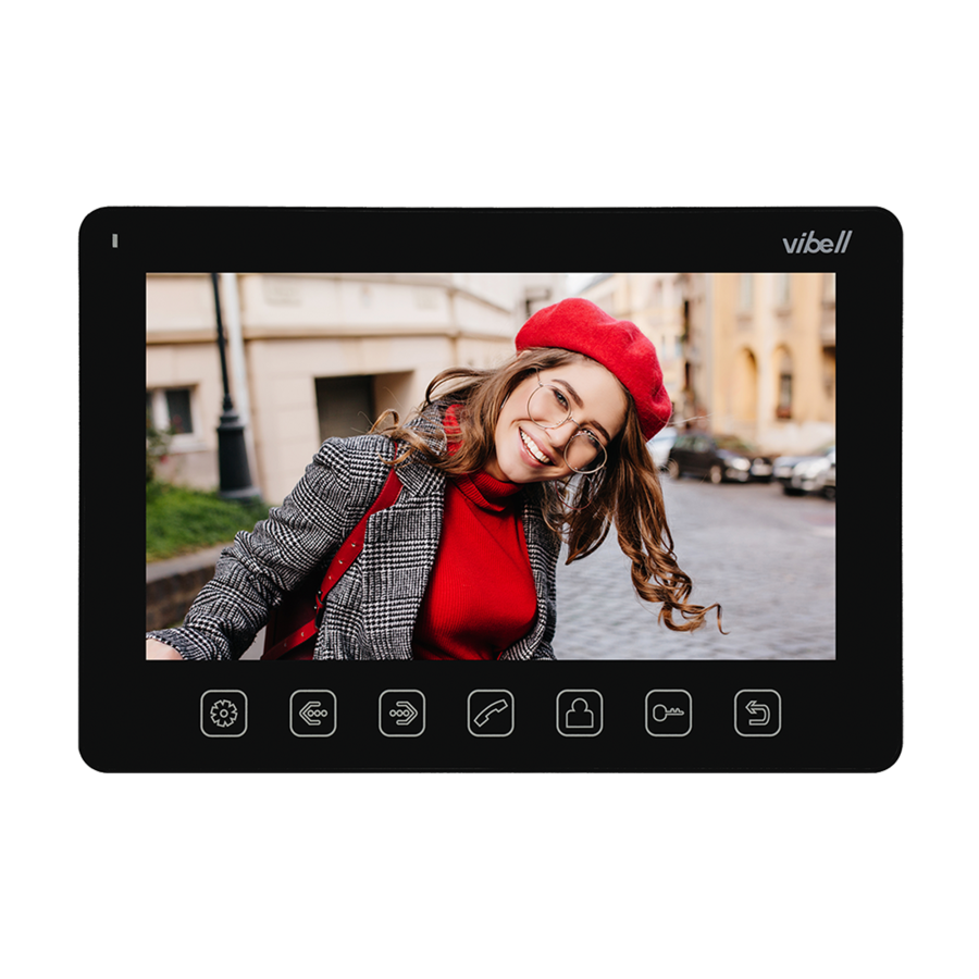 ALCOR video door phone set, LCD 7" monitor, keypad, RFID reader, black