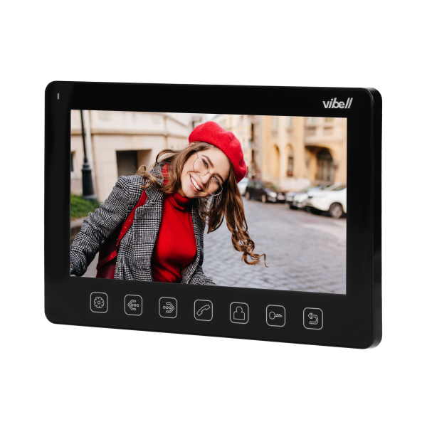 ALCOR video door phone set, LCD 7" monitor, keypad, RFID reader, black