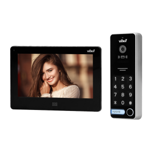 Zestaw wideodomofonowy, bezsłuchawkowy kolor, LCD 7", dotykowy, menu OSD, pamięć, gniazdo na kartę SD, DVR, sterowanie bramą, z szyfratorem i RFID, czarny, TAURI MEMO