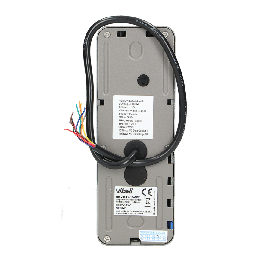 TAURI MEMO video door phone set, LCD 7" monitor, keypad, RFID reader, built-in memory, SD+DVR slots, black