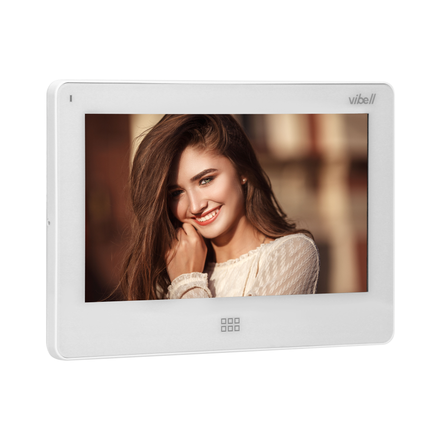 TAURI MEMO video door phone set, LCD 7" monitor, keypad, RFID reader, built-in memory, SD+DVR slots, white