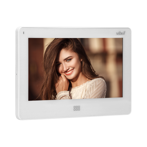 TAURI MEMO video door phone set, LCD 7" monitor, keypad, RFID reader, built-in memory, SD+DVR slots, white