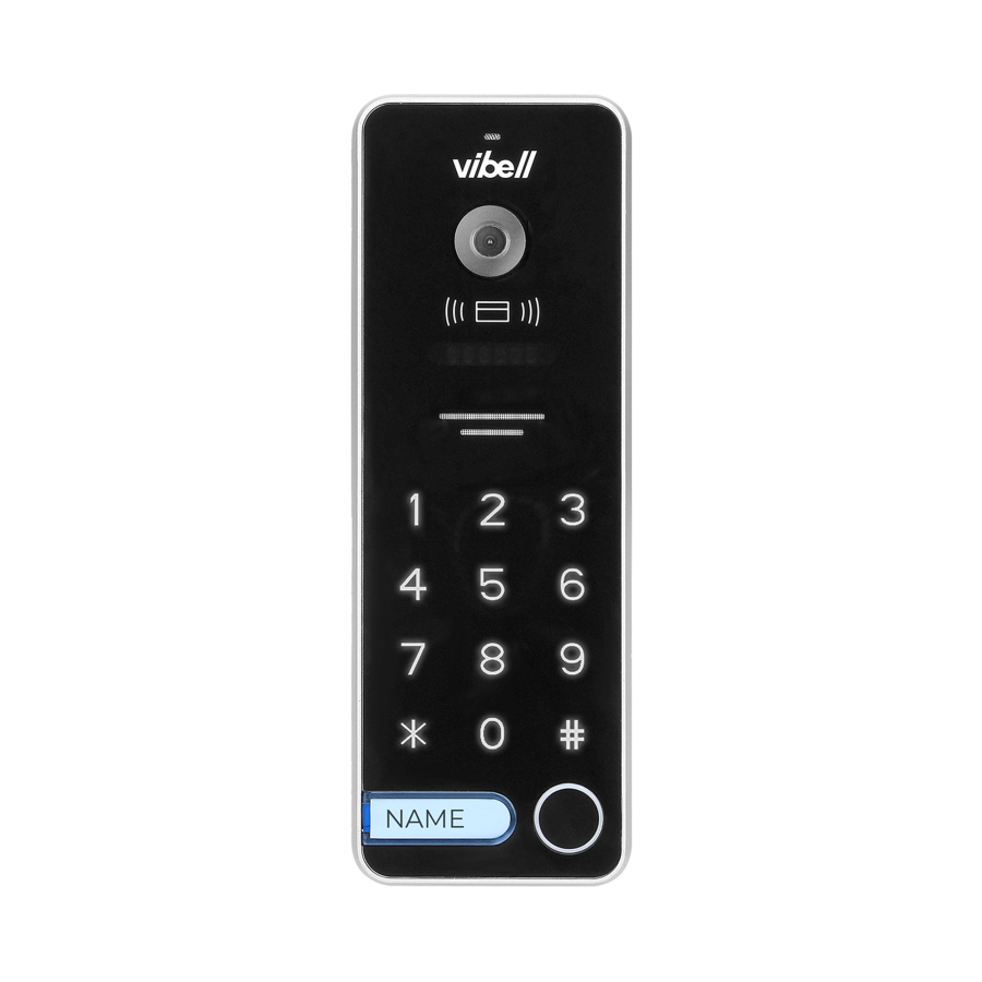 TAURI MEMO video door phone set, LCD 7" monitor, keypad, RFID reader, built-in memory, SD+DVR slots, white
